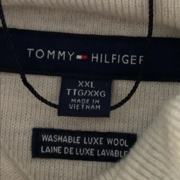 Tommy Hilfiger Mens Off white Merino Wool Blend Turtleneck Sweater 2XL - Picture 4 of 8